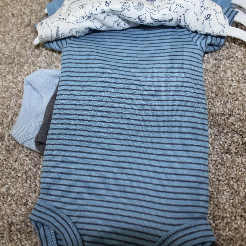 Carter's Preemie Bodysuit 5-Pack Blue Animals S/S Baby Boys Tops Spring NWT - Picture 3 of 6